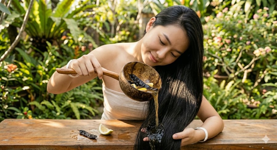 Nước vỏ bưởi giúp tóc lưu hương tự nhiên, tạo cảm giác sạch và mềm hơn sau khi gội.