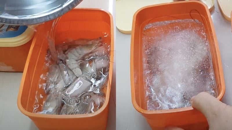 Cấp đông tôm cùng nước – giữ nguyên độ tươi    
