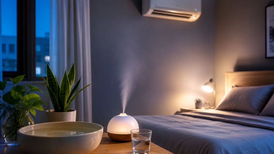 Một chậu nước nhỏ hoặc 1 chiếc khăn ẩm sẽ giúp không khí bớt khô hơn