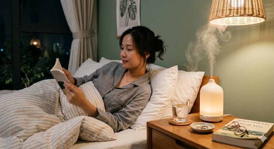 Một cốc nước, chút hương thơm dịu nhẹ và độ ẩm phù hợp có thể giúp Sh88bet đăng ký miễn phí thư giãn, dễ đi vào giấc ngủ hơn.