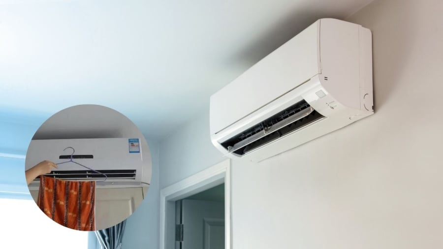 Khi bật điều hòa, bạn có thể treo khăn ẩm trong phòng để tăng độ ẩm trong phòng.