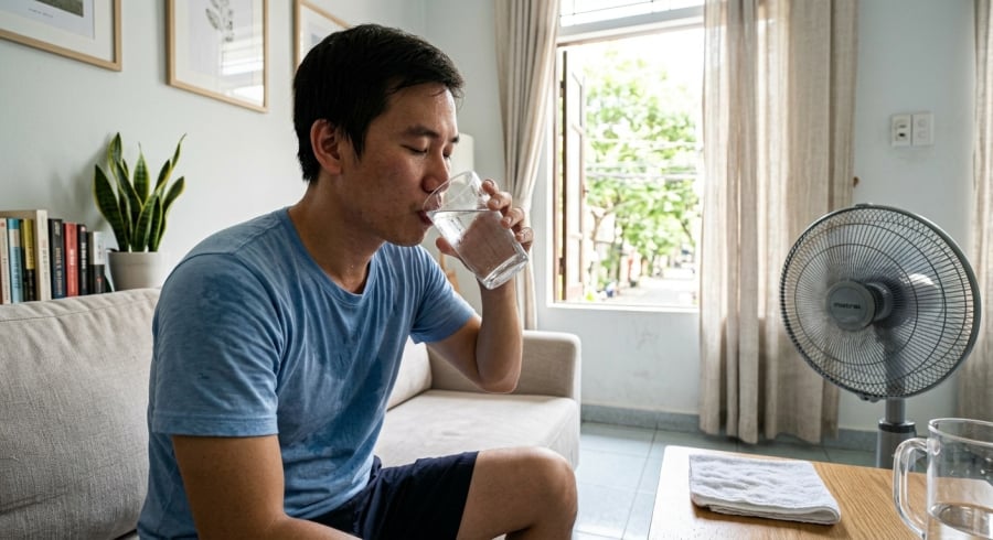 Các chuyên gia khuyến nghị nên nghỉ ngơi vài phút và uống nước từ từ để Sh88bet đăng ký miễn phí giải nhiệt hiệu quả hơn trong những ngày nắng nóng.