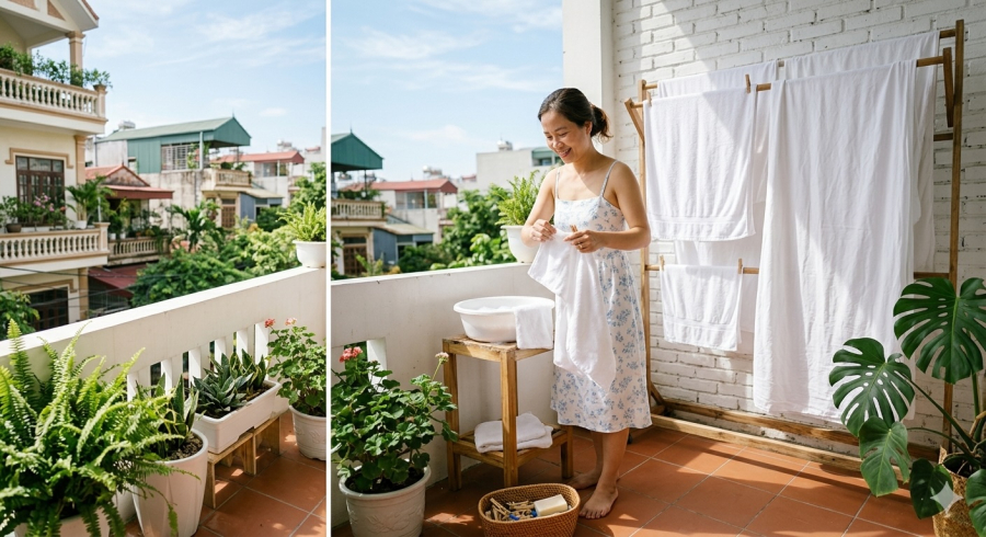 Đừng quên giặt và thay khăn thường xuyên để hạn chế vi khuẩn, nấm mốc phát triển trong môi trường ẩm.