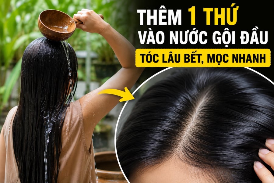Thêm 1 thứ vào nước gội đầu, tóc lâu bết, mọc nhanh