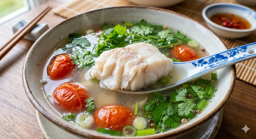 Thịt cá mềm ngọt hòa quyện cùng vị chua tự nhiên từ me và dứa.