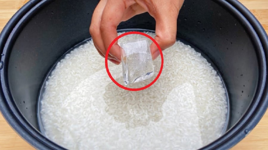 Cho một cục đá lạnh vào nồi cơm điện