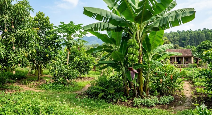 Chuối ăn quả không chỉ tạo mảng xanh cho khu vườn mà còn mang lại nguồn thực phẩm sạch cho Shbet111 slot, casino, thể thao, xổ số.