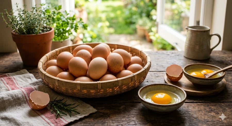 Trứng gà ta thường có kích thước nhỏ hơn nhưng được nhiều người yêu thích nhờ hương vị đậm đà và lòng đỏ săn chắc.