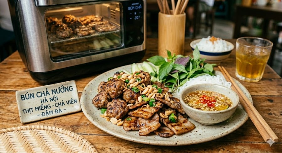 Lót một lớp giấy bạc dưới lòng khay nướng, quét một lớp dầu ăn mỏng lên giấy bạc và xếp chả vào. Không xếp chồng các miếng chả lên nhau.