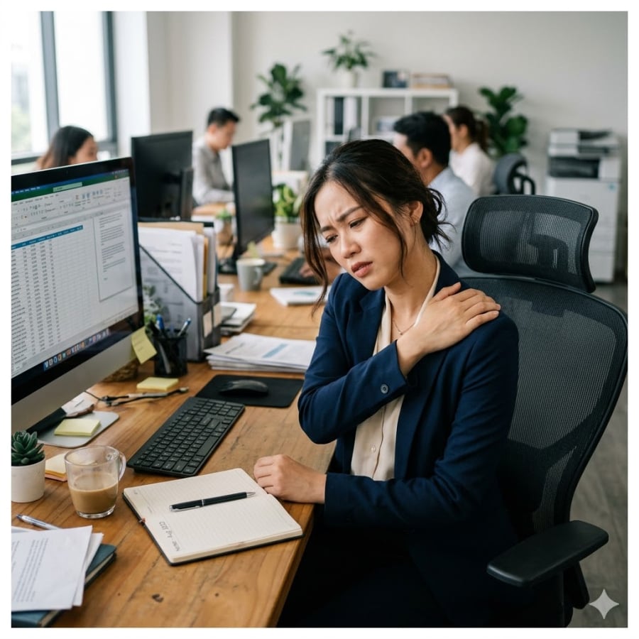 Nhiều người có thói quen gắn chặt mình vào bàn làm việc, xe hơi hoặc màn hình tivi suốt cả ngày mà ít vận động.