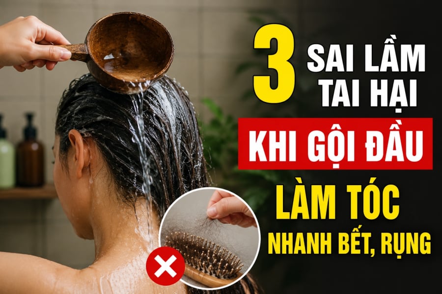 3 sai lầm tai hại khi gội đầu làm tóc nhanh bết, rụng