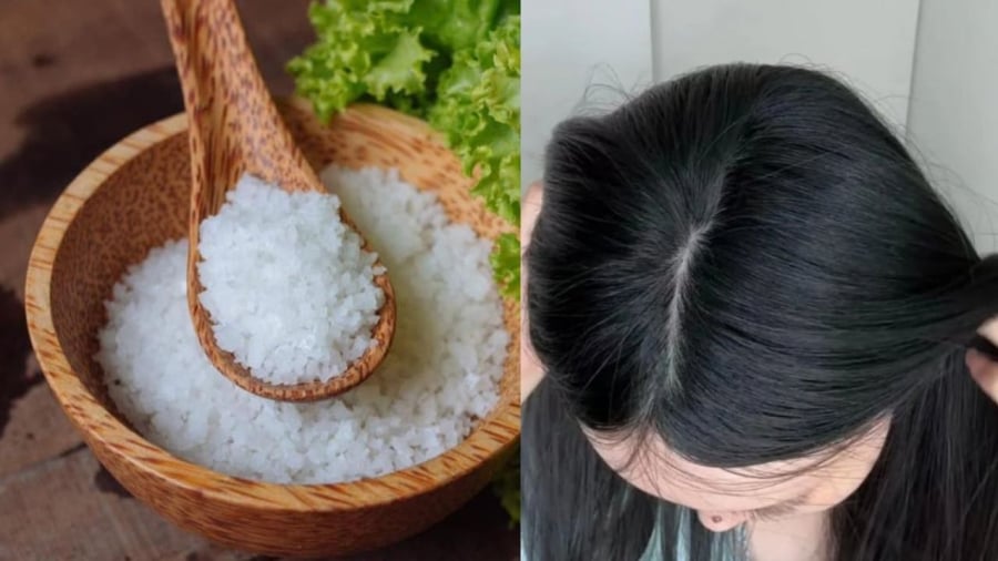 Gội đầu bằng nước muối là cách giúp làm sạch da đầu và nang tóc, giữ cho tóc bồng bềnh, ít bết dầu.