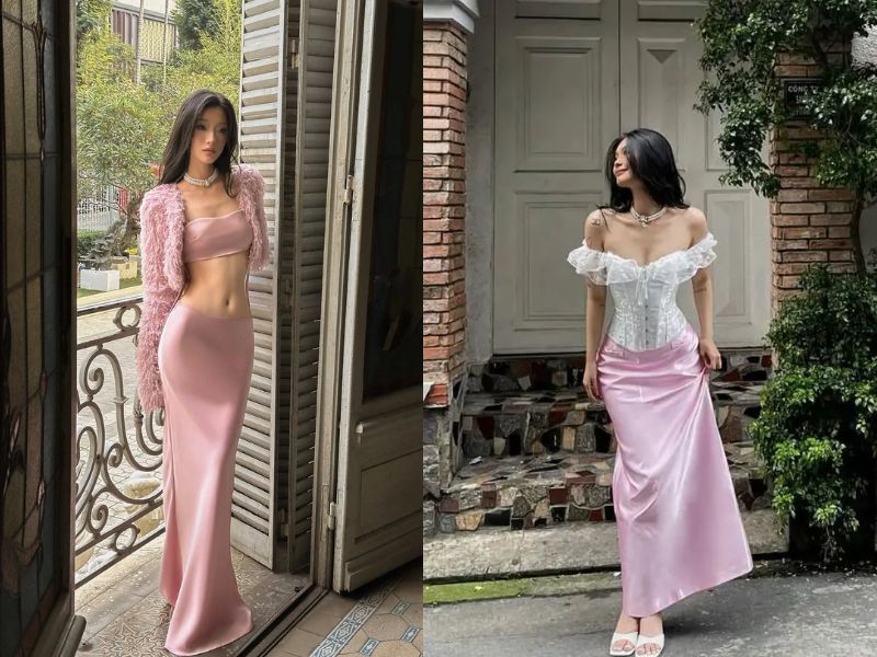 Thiết kế này ghi điểm nhờ chất liệu mềm mại, tạo hiệu ứng chuyển động uyển chuyển khi di chuyển.