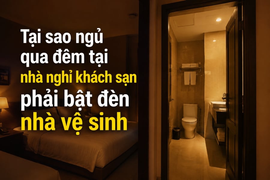 Tại sao ngủ qua đêm tại nhà nghỉ khách sạn phải bật đèn nhà vệ sinh? Câu trả lời là: Bật đèn nhà vệ sinh khi ngủ tại khách sạn giúp bạn tránh vấp ngã khi thức giấc trong đêm, định hướng thoát hiểm nhanh chóng khi có sự cố và xoa dịu cảm giác sợ hãi, bất an khi ngủ ở không gian lạ.