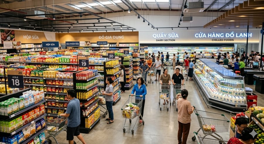 Quầy sữa thường được bố trí ở phía trong cùng để khách hàng đi qua nhiều khu vực hàng hóa trước khi đến sản phẩm cần mua.