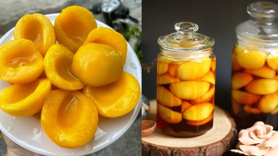 Đào vào nước đường phải để thật nguội rồi mới cho vào hũ để ngâm.