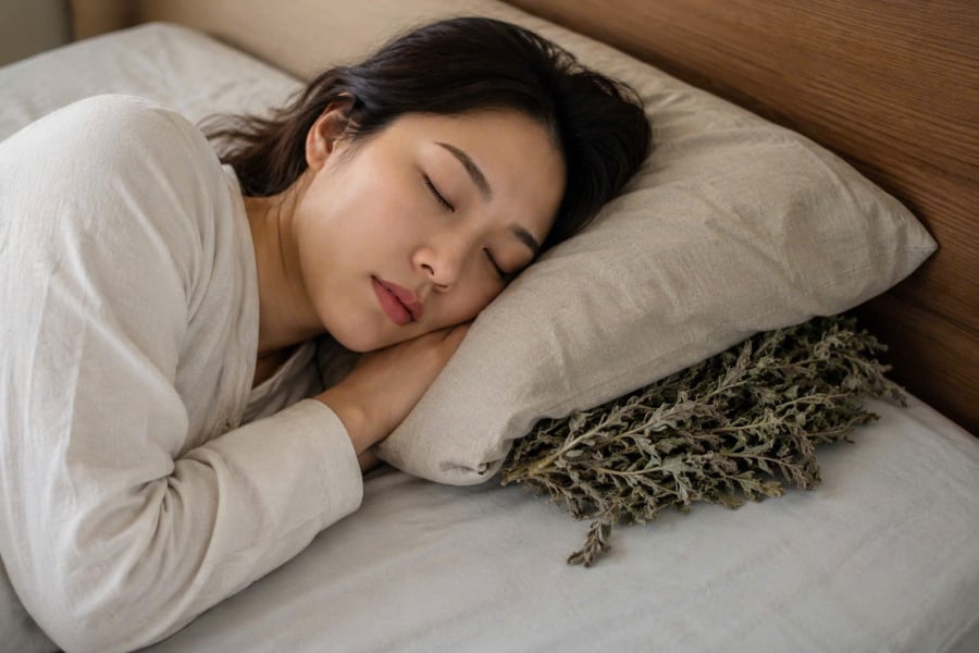 Vì sao nên đặt nắm ngải cứu dưới gối khi ngủ