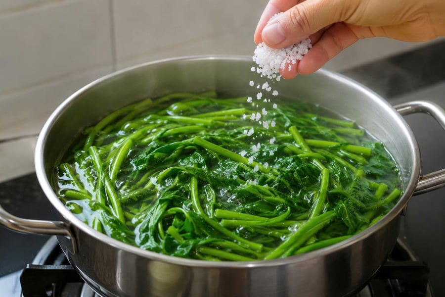 Khi luộc rau nên mở vung hay đậy vung mới đúng?