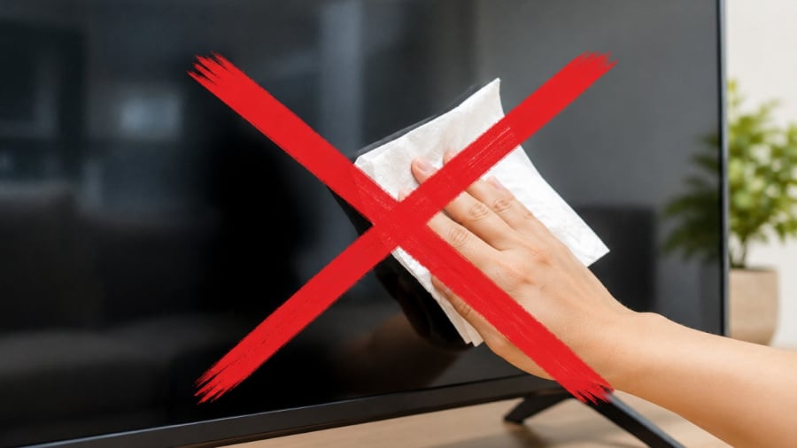 Tại sao không nên dùng giấy ăn lau màn hình tivi?
