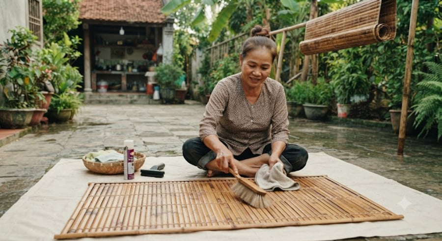 Thay vì cố dùng chổi quét hay máy hút bụi không hiệu quả, hãy tận dụng ngay một chiếc móc treo quần áo có sẵn trong tủ.    