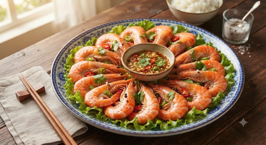 Cách hấp tôm đỏ au