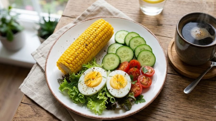 Ăn ngô luộc buổi sáng có tác dụng tạo cảm giác no lâu, hỗ trợ giảm cân.
