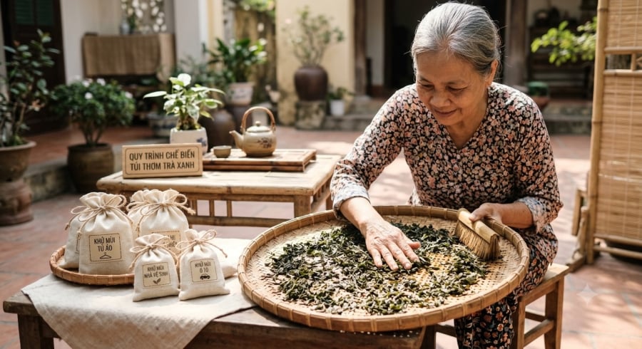 Phơi khô lá trà sau khi pha là bước quan trọng giúp tận dụng nguyên liệu này để khử mùi trong nhiều không gian của Shbet111 slot, casino, thể thao, xổ số.