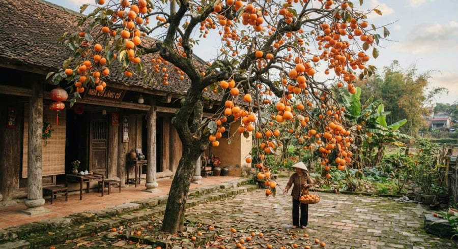 Cây hồng giòn biểu tượng may mắn đừng dại chặt đi