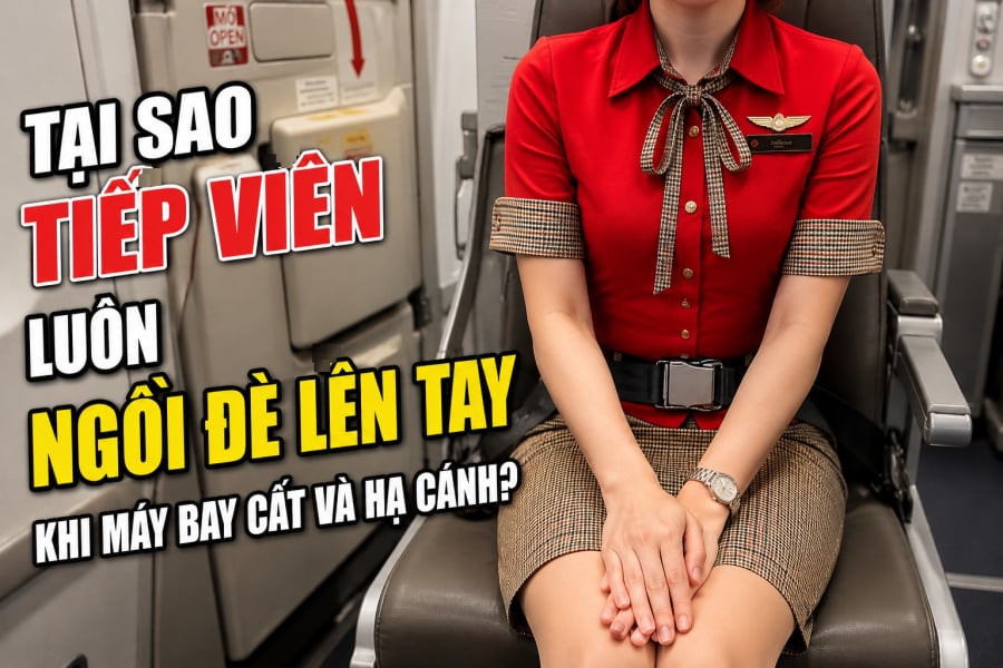 Tại sao tiếp viên luôn ngồi đè lên tay khi máy bay cất và hạ cánh?