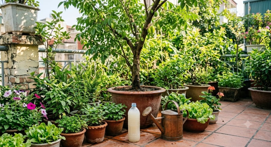 Sau khi ủ và pha loãng, nước vo gạo được nhiều người tận dụng như một loại phân bón hữu cơ giúp cải thiện chất lượng đất và nuôi dưỡng cây trồng.