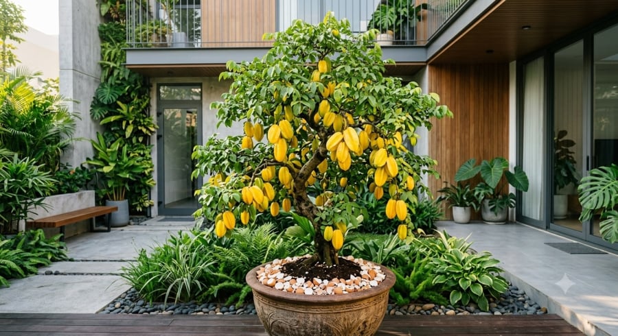 Vỏ trứng nghiền nhỏ là nguồn canxi tự nhiên giúp cây khế phát triển khỏe và hỗ trợ tăng khả năng đậu quả.