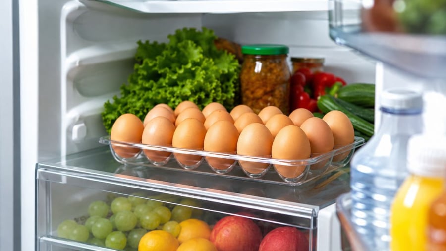 Cất trứng ở cánh tủ lạnh sẽ không tốt cho bảo quản