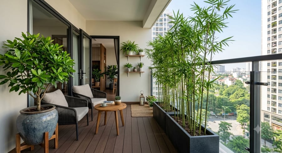 Lộc vừng và trúc quân tử không chỉ chịu nắng tốt mà còn được nhiều người yêu thích bởi ý nghĩa phong thủy về tài lộc, bình an và sự bền vững.