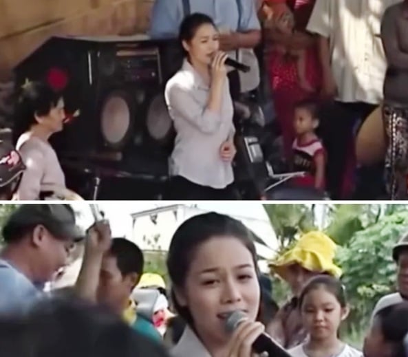 Hình ảnh Nhật Kim Anh hát ở lề đường bán kẹo kéo gây xôn xao