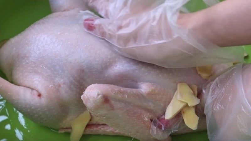 Làm sạch vịt trước khi luộc