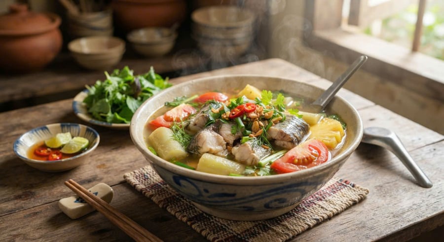 Cách nấu canh cá dọc mùng 