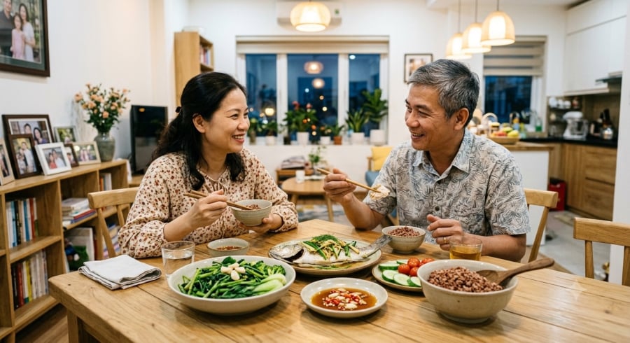 Người trên 40 tuổi nên ưu tiên bữa tối nhẹ nhàng, ít dầu mỡ để hỗ trợ sức khỏe tim mạch.