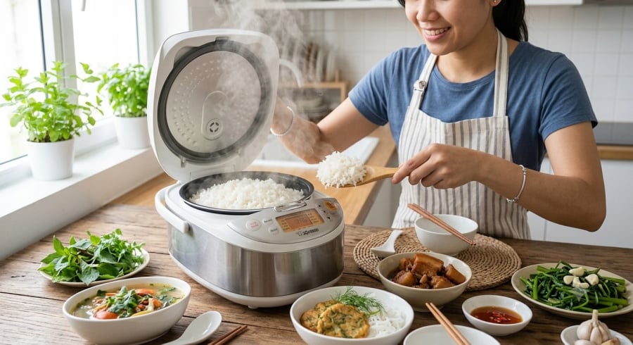 Chỉ thêm một bước nhỏ trước khi bật nồi cơm điện, hạt cơm sẽ chín đều, thơm và giữ độ mềm lâu hơn.
