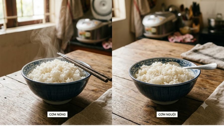 Cơm nóng và cơm nguội không chỉ khác nhau ở cảm giác nóng hay nguội