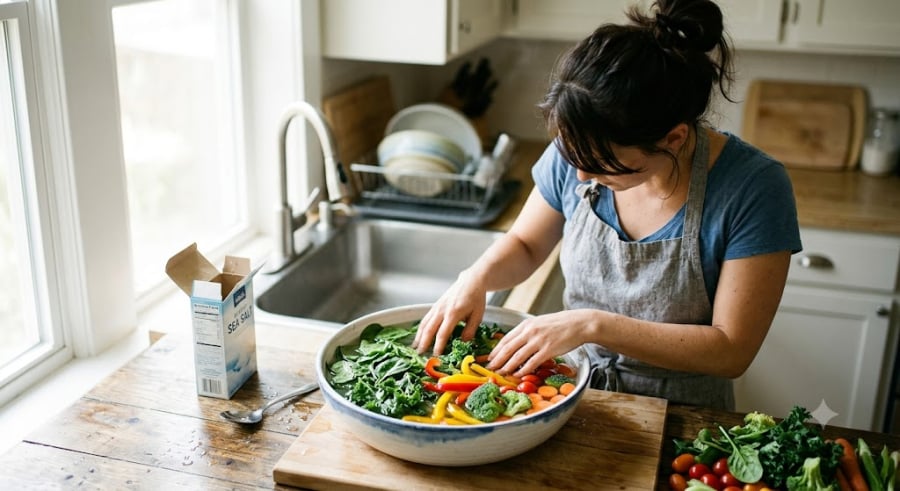  Cứ chuẩn bị nấu cơm, nhiều người lại thả rau vào chậu nước muối, ngâm vài chục phút cho yên tâm vì nghĩ rằng cách này sẽ tiêu diệt sạch vi khuẩn và 
