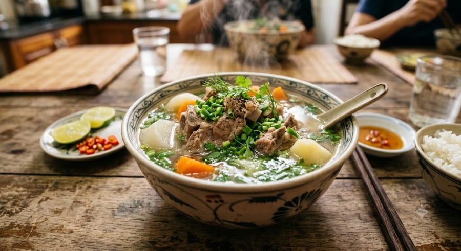 Nước dùng từ xương là 