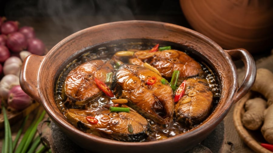 Kho cá không đậy vung giúp cá săn chắc và thoát mùi tanh tốt hơn