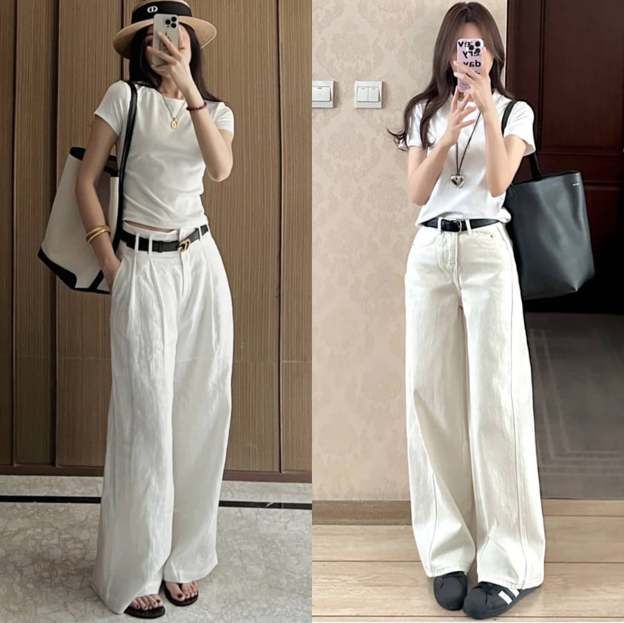 Đây là công thức được nhiều tín đồ thời trang yêu thích bởi vừa đơn giản vừa giúp vóc dáng trông thanh thoát hơn.