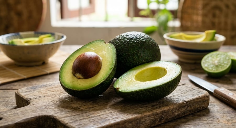 Bơ cung cấp chất béo không bão hòa đơn cùng vitamin E, hỗ trợ sức khỏe gan và tim mạch.