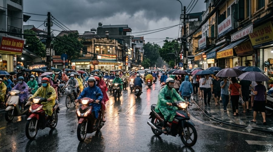Hà Nội được dự báo có mưa rào và dông trong ngày 25/7, cục bộ có nơi mưa to.