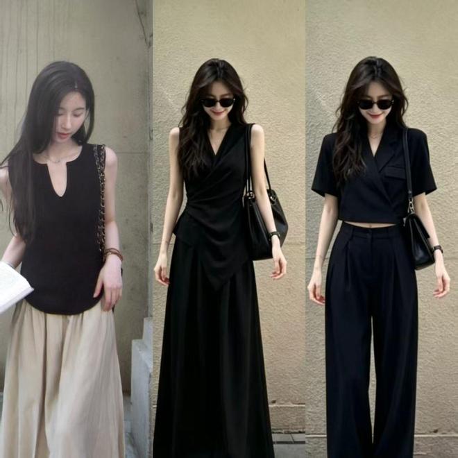 Những người có bờ vai đẹp hoặc cánh tay săn chắc có thể lựa chọn áo sát nách hoặc áo hai dây màu đen để tạo vẻ ngoài khỏe khoắn, trẻ trung. 