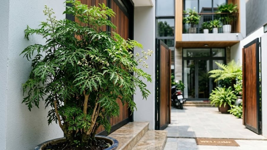 Trồng cây đinh lăng ở cổng nhà không chỉ có tác dụng trang trí, tạo không gian xanh mà còn có ý nghĩa đặc biệt khác.    