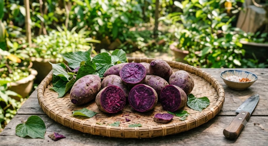 Khoai lang tím giàu anthocyanin – hợp chất chống oxy hóa đang được Shbet888.com tỷ lệ cược cao về khả năng hỗ trợ cải thiện chuyển hóa chất béo và sức khỏe gan.