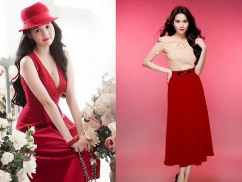 Đón Tết may mắn với váy áo đỏ rực như Ngọc Trinh