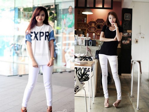 Biến hóa năng động với quần trắng, áo phông